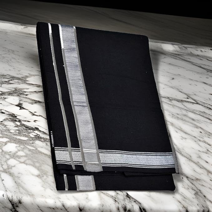 Set of 2 Men's Cotton Dhoti/Kerala Style Dhoti, 2.0 Meter3