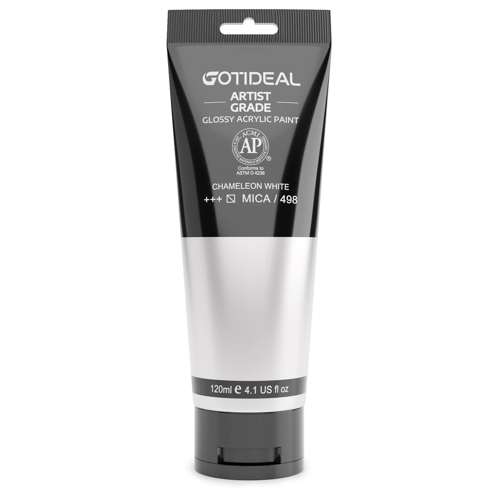 GOTIDEAL Iridescent Acrylic Paint Chameleon White Tubes(120ml, 4.1 oz) Non Toxic Non Fading,Rich Pigments for Painters, Adults & Kids, Ideal for Canvas Wood Clay Fabric Ceramic Craft Supplies