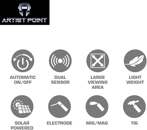 Miniatura 4 de ARTIST POINT AP011001 Casco de soldadura con oscurecimiento automático, color verdadero 1/1/1/2, potencia dual de litio solar, amplio rango de