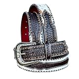DANIEL'S ARTPLANET Western Leather Belt for Men Tooled Full Grain Cowhide Leather Handmade Cowboy Belt with Buckle 1.5" Wide (34)