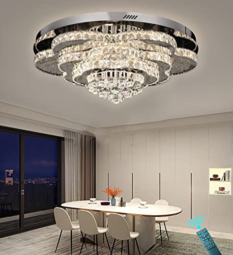 Ykolupty 24'' Modern Crystal Chandelires Dining Room Ceiling Chandeliers Dedrooms Crystal Chandeliers Living Room Big Chandeliers Loft Ceiling Chandeliers Dimmable 2700-6000K Lighting Fixture #TOP1