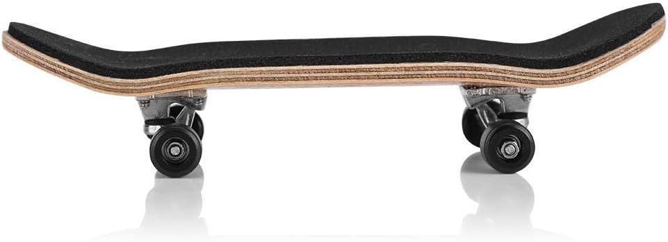 Duokon Fingerboard Skateboard, 1Pc Maple Wooden+Alloy Fingerboard Finger Skateboards with Box Reduce Pressure Kids Gifts(Black)