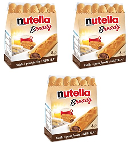 Ferrero: "Nutella B-Ready " A Crisp Wafer Of Bread In The Form Of Mini - Baguette Stuffed With A Creamy Nutella 8 Pieces 5.39 Oz (153G) Pack Of 3 [ Italian Import ] #TOP7