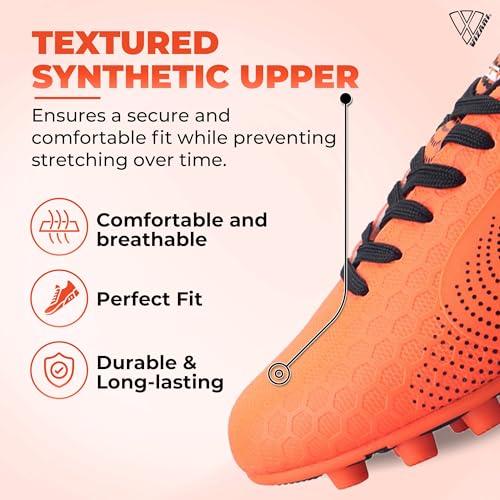 Image of Vizari Stealth Firm Ground Soccer Cleats - Lightweight, Sturdy, Comfortable for Kids and Youth - Excellent Traction, Cushioned Heel, Anti-Stretch Lining - Ideal for Boys and Girls