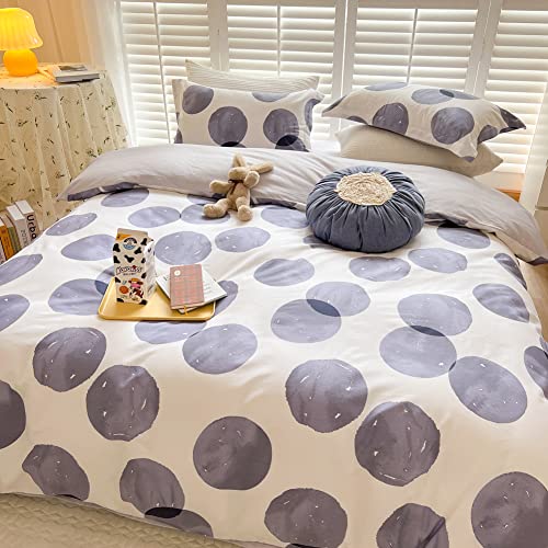 Blueblue Abstract Kids Duvet Cover Set Twin 100% Cotton Bedding For Boys Girls Teens Single Bed Grey Circle Geometric Pattern On White 1 Modern Comforter Cover 2 Pillowcase (Twin) #TOP1