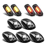 Partsam Smoke Set 5PCs Cab Top Roof Running Marker Clearance Light White + 4PCs Led Side Fender...