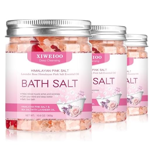 XIWEIOO Pacote com 3 sais de banho para imersão sal rosa do Himalaia perfume rosa rosa banho de espuma de sal Epsom para mulheres presente de Natal com sal do Mar Morto hidratante pele óleo de