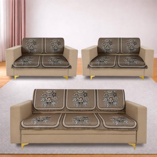 Image of Homerz Premium Waterproof Jasmine Joe Sofa Seat Cover - Floral Printed Sofa Protector | Non-Slip, Washable & Durable Sofa Protector (Mouse, 7 (3+2+2) Seater with Back)