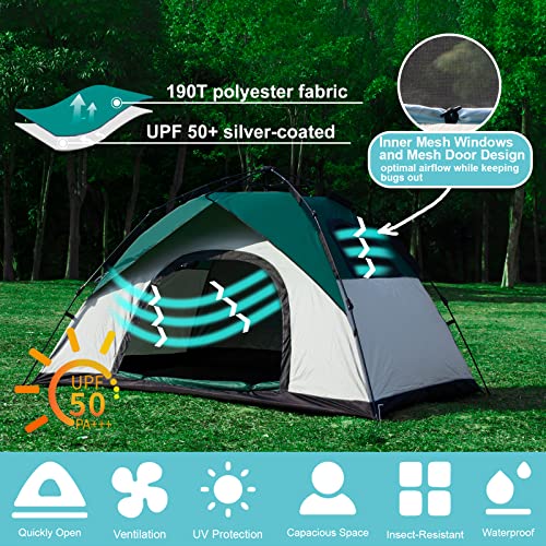 Anngrowy Camping Tent 2 Person Instant Family Tent Pop Up Tents For Camping Waterproof Portable Hiking Camp Tent Lightweight Tent For Backpacking Small Tent 4 Season Windproof Quick Compact Dome Tent #TOP2