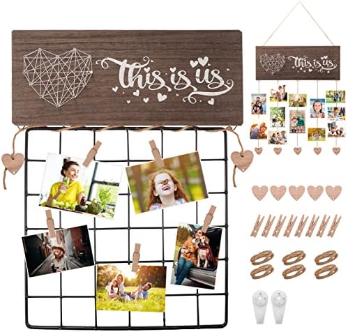 Bohaluo for Mom Picture Frames Collage Wall Decor with Grid Panels, Housewarming Gifts New Home Wall Decor Sign This is Us Home Hanging Photo Holder Wedding Gifts for Couples