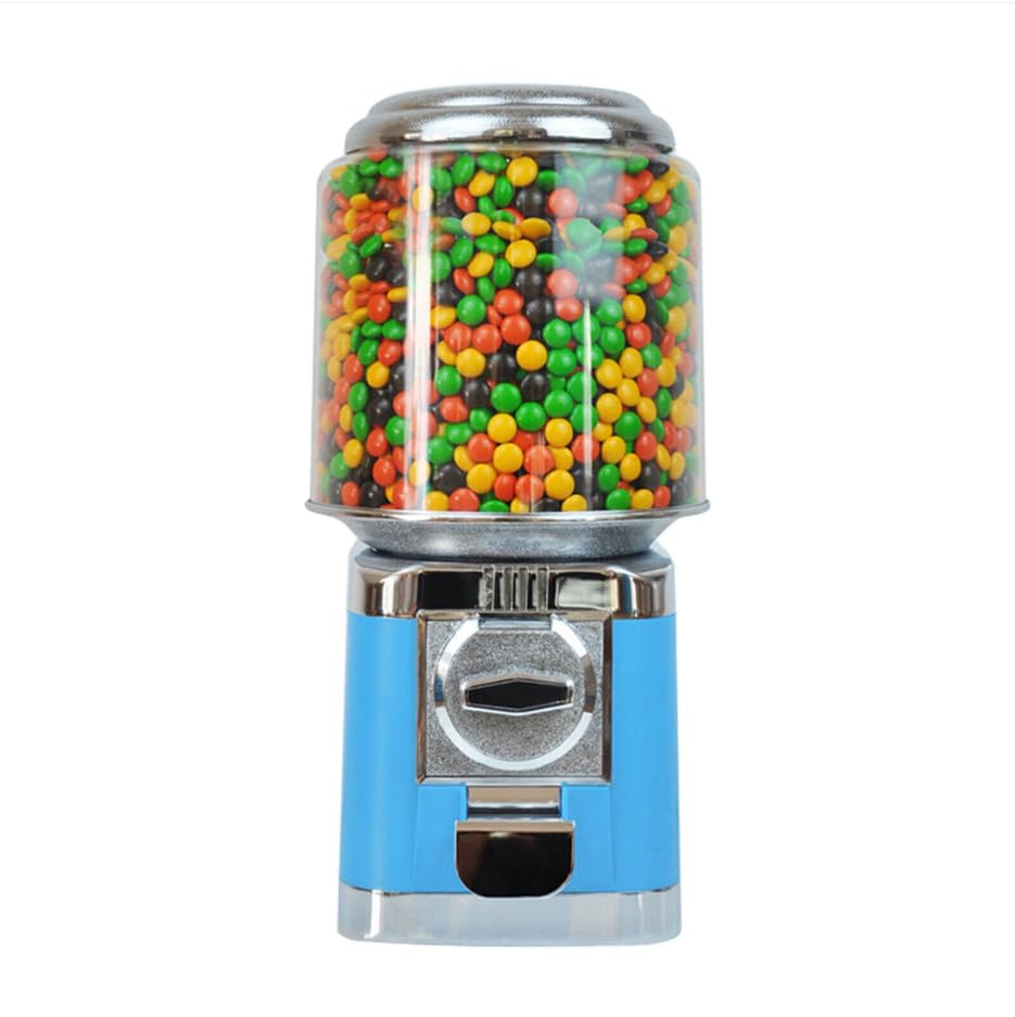 Commercial Automatic Candy Machine, 16"H Automatic Candy Gumball Dispenser Home Candy Vending Machine for Toy Capsules Bouncy Balls Candy, 200Pcs Candy Capacity (Blue)