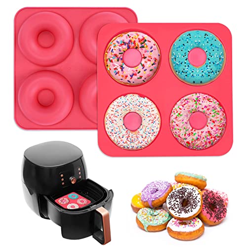 Xangnier Silicone Donut Mold For 4Qt-8Qt Air Fryer,2 Pcs Reusable Donut Pan For Baking,4 Cavity Non-Stick Bagel Pan,Alternative To Mini Donut Maker,Air Fryer Accessories For Ninja Foodi #TOP10