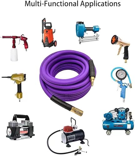 Miniatura 6 de Manguera de aire híbrida (PVC) de 38 pulgadas x 50 pies, manguera de compresor de aire de 300 PSI resistente, resistente a las torceduras,
