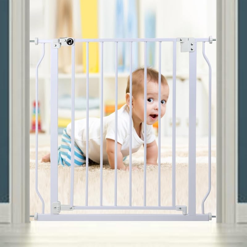 Auto Close Baby Safety Gate for Kids | Dog Gate with Easy Walk-Thru | Child Gate | Baby Gate for House, Stairs, Door | Safety Gate for Baby 75cm-85cm