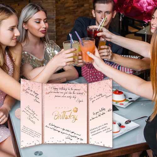Image of Crenics Rose Gold Happy Birthday Decorations, Creative Birthday Guest Sign in Book Alternative, Birthday Signature Book 18 inch x 12 inch, Great Birthday Gifts for Women or Girls