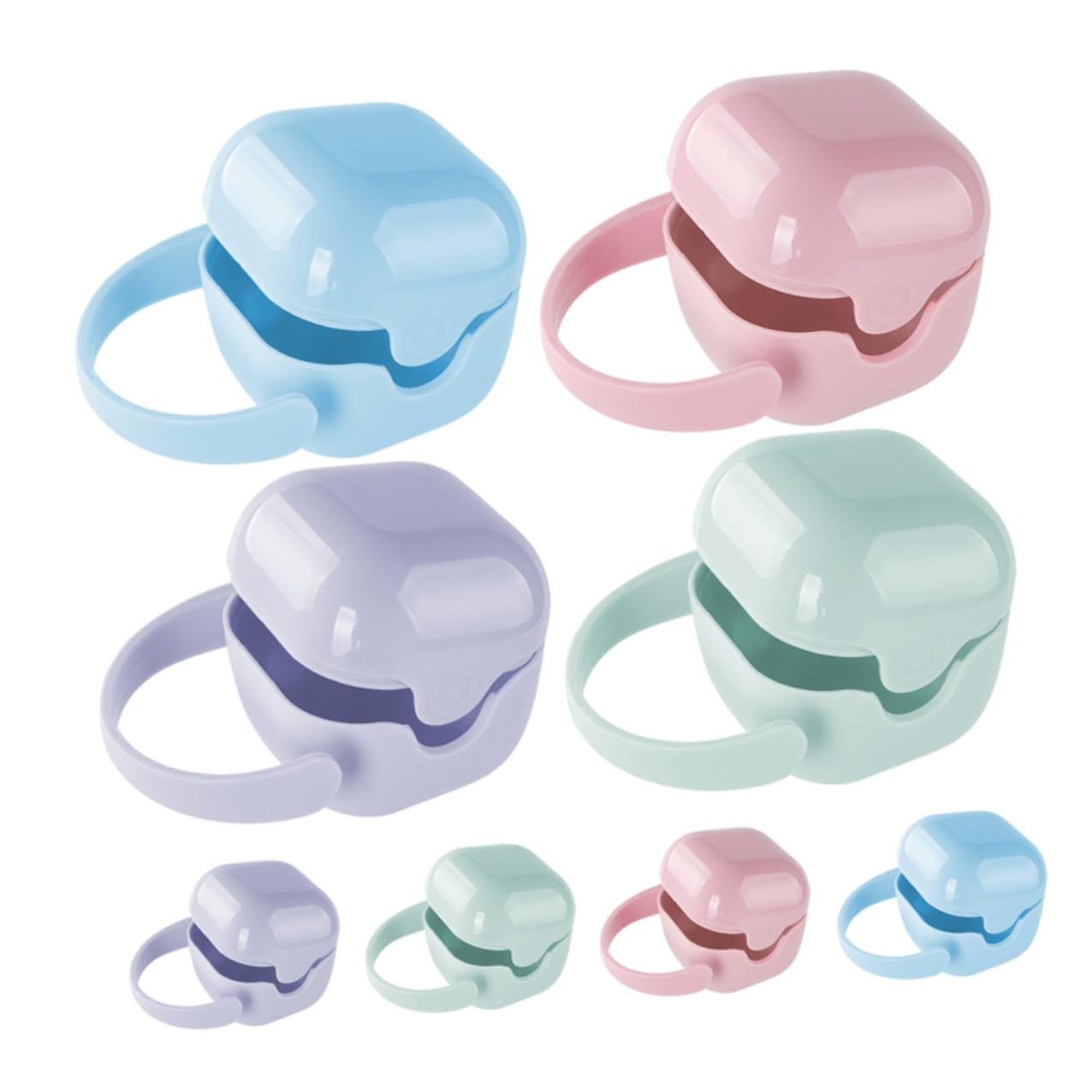 8pcs Portable Pacifier Holder Case for Travel Storage Organizer with Handle Pp Material in Pink Blue Purple Green