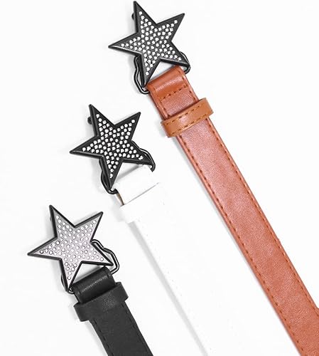 Miniatura 2 de CYee Y2K - Cinturón de cuero con hebilla de estrella, accesorios para mujer, estilo punk, indie, con ojales, para mujer