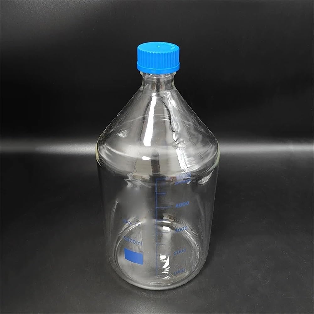Cristalería de Laboratorio Botella de reactivo con tapa de rosca azul GL45 mm, vidrio de borosilicato, 2000 ml, 3000 ml, 5000 ml, pared gruesa, graduación, muestra, tapa de plástico(1000ml)