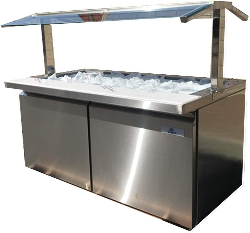 cooler depot Commercial Refrigerated Cold Table Buffet Merchandise Display 2-door Fresh Food Sandwich NSF Salad Buffet Open Glass -SCLM260