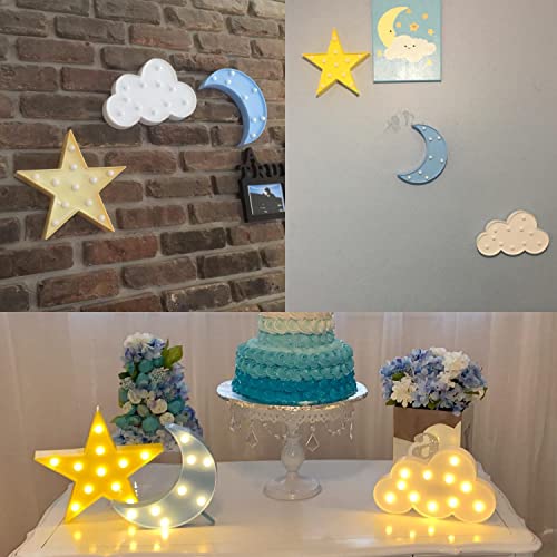Zuovao Stars, Moon And Clouds Logo Night Light, Cute Baby Room Decoration Night Light, Party Party Shiny Decorative Ornament. (Blue Moon) #TOP6