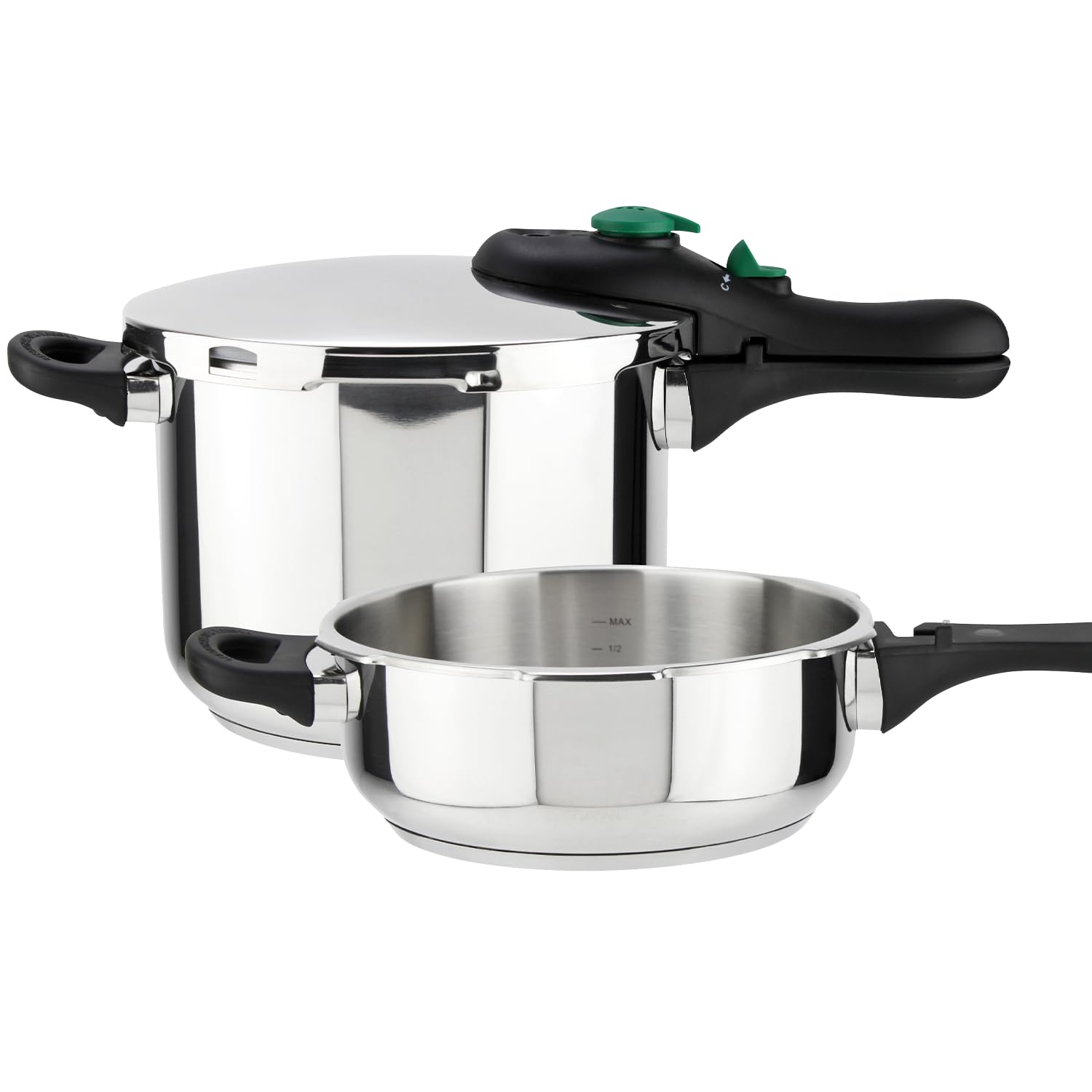 Magefesa Dynamic - Autocuiseur Rapide 3 + 6L, Acier Inoxydable 18/10, 5 Systèmes de Sécurité, Utilisation Facile, Compatible avec Tous Types de Cuisinières, Induction