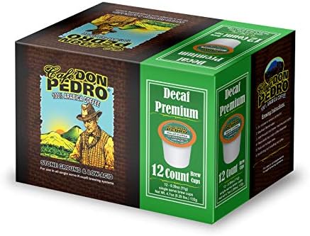Cafe Don Pedro Decaf Premium Low Acid Coffee Pods 72ct. - compatible with Keurig K cup Coffee Maker - 100% Arabica - Enjoy Tasty Coffee Without Jitters