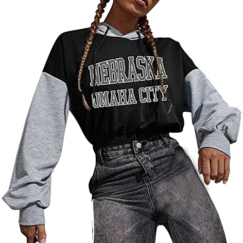 AaaozKjie Hoodie Damen Hoodie Cropped Hoodie Fashion Casual Sports Hoodie Herbst Sweatjacke Damen, Negro , S
