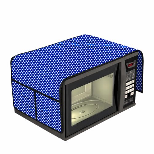 Image of Microwave Oven Top Cover 35x100 cm | Wipe Clean Fabric | 4 Utility Pockets (Polka-13)