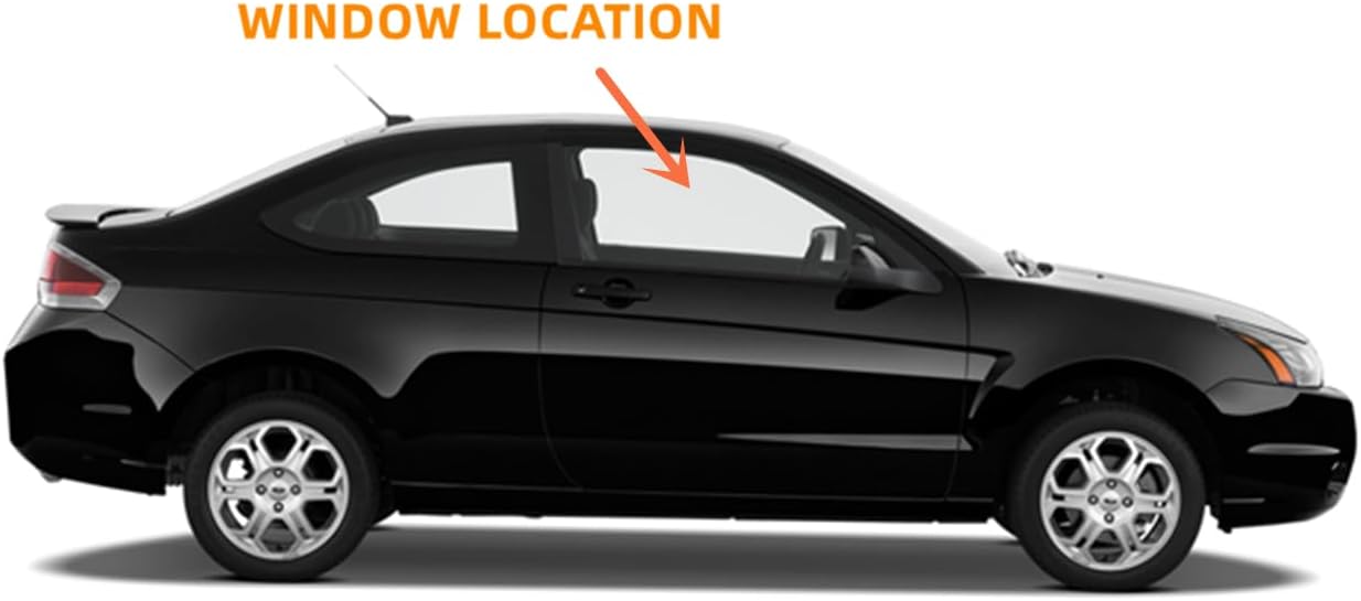 Passenger/Right Side Door Window Glass Replacement For Ford Focus 2 Door Coupe 2008-2011 / Focus 2 Door Hatchback 2000-2007