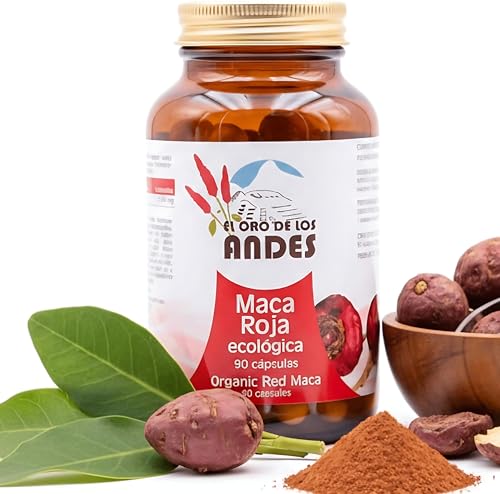 El Oro de los Andes Maca Roja Orgánica 90 Cápsulas - 2100mg por Dosis - Raíz de Maca Roja Ecológica - Suplemento Natural para Energía y Bienestar