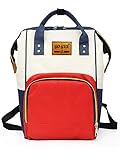GO GEE Durable Diaper Bag for Mother Diaper Nappy Changing Bag Travel Shoulder Bag Nursing-Maternity Standard Backpack (Red White)