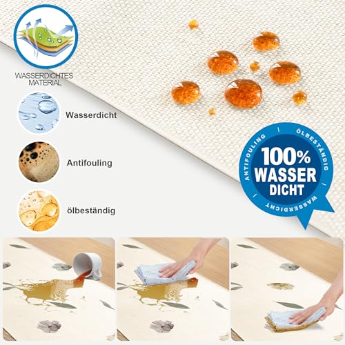 YCOLL Pflanzen Blumen Tischläufer Leinen für Küche Esstisch - Wasserabweisend, Abwaschbar, Outdoor - Dekoration für Esszimmer Party