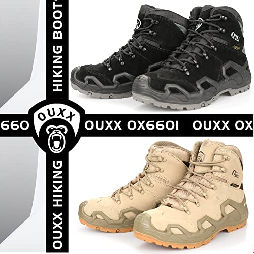 Ouxx Mens Hiking Military Boots,Waterproof Lightweight Tactical Leather Shoes,Lace Up,Soft Toe(Wheat, Ox6601, Us 9) #TOP4