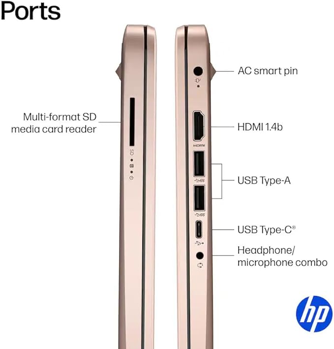 HP 14" Business Laptop, Microsoft Office 365 with Copilot AI & 1TB OneDrive, 16GB RAM 320GB Storage (256GB SSD+64GB eMMC), Dual-Core Intel Processor, Win 11, PLUSERA Earphones, Rose Gold–Best Value image 5