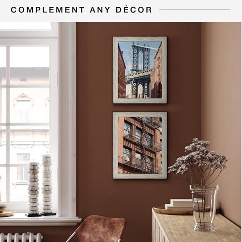 MCS Studio Gallery 11x14 Picture Frame Gray Woodgrain, Rectangle Photo Frame for Photos, Posters & Art Prints (2-Pack)