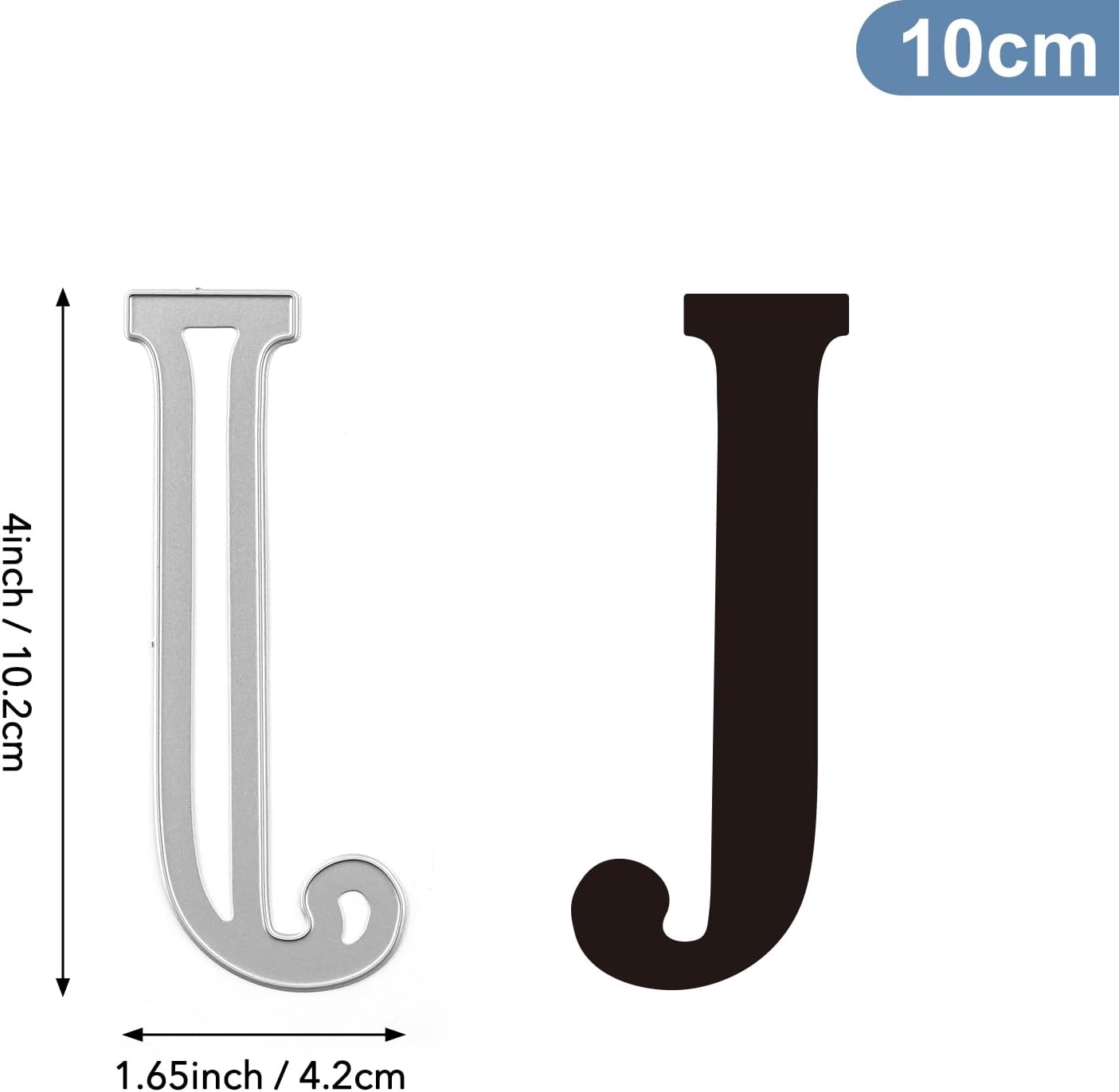 Briartw 4-Inch 'J' Uppercase Letter Cutting Die | 10cm Height Alphabet Metal Stencil for Cardmaking, Scrapbooking & DIY Crafts | Perfect for Embossing Decorations and Stress Relief