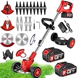Electric Weed Wacker Cordless Weed Wacker Eater Battery Powered with 2 X 21V...