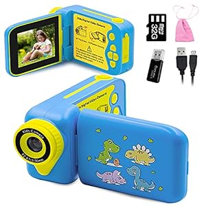 WJLING Kids Camera, Kids Video Camera for Boys and Girls 1080P FHD Digital 270 Degree Rotation DV Camera Children…
