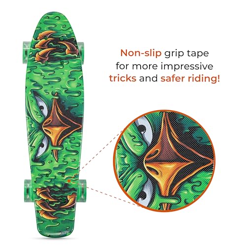 Image of Tony Hawk 22 inch Complete Cruiser Skateboard, 9-ply Maple Deck Skateboard for Cruising, Carving, Tricks and Downhill, Slime
