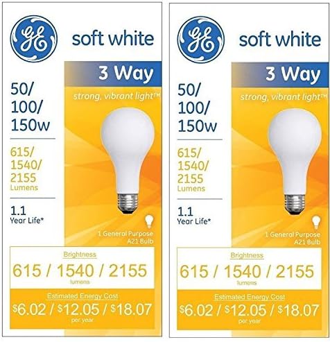 GE Soft White 3-way 50/100/150 Watt A21 2-pack