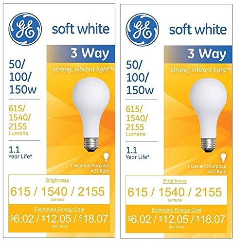 GE Soft White 3-way 50/100/150 Watt A21 2-pack