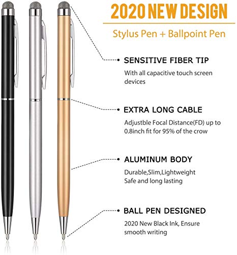 Outus 12 Pieces Stylus Pens for Touch Screens, Retractable Fiber Tip 2 in 1 Capacitive Stylus Ballpoint Pen Compatible with iPad iPhone Tablets Samsung All Universal Touch Screen Devices by Outus - Used condition - Image 2