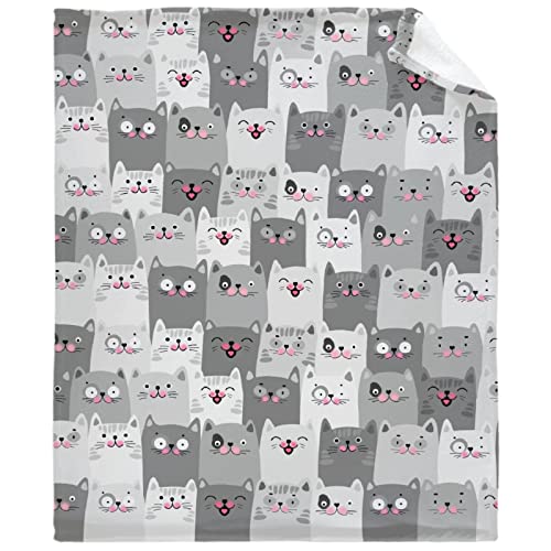 Cat Blankets for Cat Lovers Flannel Fleece Soft Lightweight Kids Throw Blanket for Girls All Season Kawaii Blanket Perfect Home Decor for Couch Bed Chair Sofa Living Room L 80x60inche