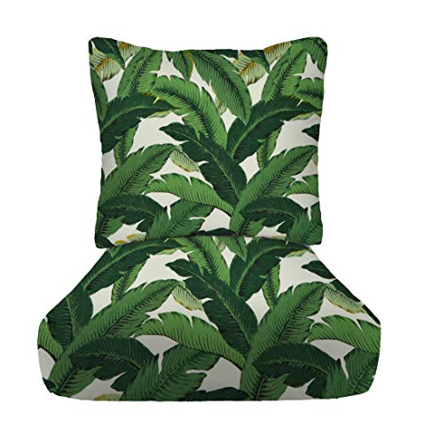 RSH DECOR: Deep Seating Chair Cushion with Pillow Back | 24 x 24 Seat | All-Weather Spun Fabric | Outdoor Cushion Set for Patio Furniture | Swaying Palms Aloe