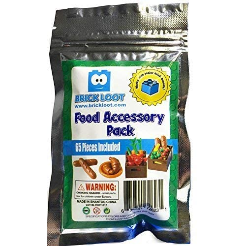 Brick Loot Over 90 Pcs Toy Sushi Food Building Blocks - City Kitchen Maki Roll Accessories Pack - Fits Lego Minifigures, Carrots Lobsters Crabs Bread Plates Apples Cherries Chicken Fish, Ice Cream, #TOP4