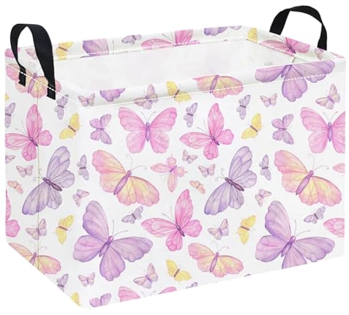 Rectangular Halloween Basket Storage Basket Waterproof Storage Bin for Bedroom Collapsible Bin Books Box Room Decor(Pink Ghost)