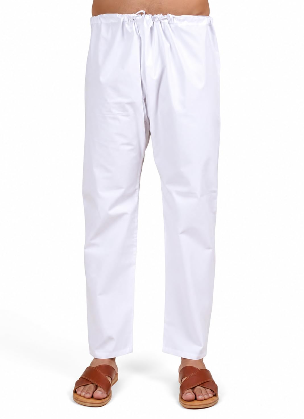 Men's Cotton Aligarh Pajama White Traditional Pyjama for Men Loose Fit with Adjustable Nada Ethnic Kurta Pyjamas Bottom Wear-image-45
