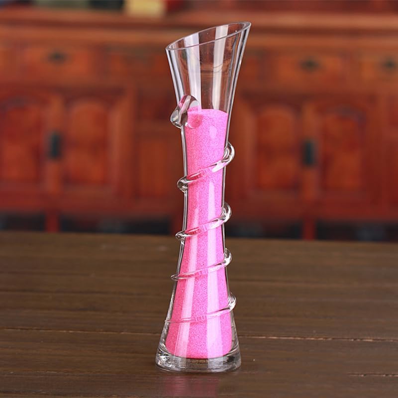 Clear Glass Bud Vase Handmade Blown Narrow Neck Single Stem Vase with Thread Pattern Oblique Mouth Flower Vases for Home Office Table Centerpiece Decor - Image 6