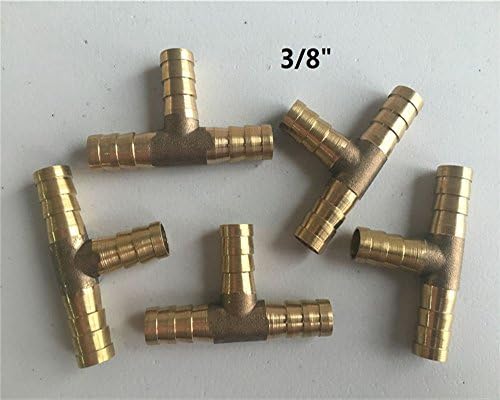 5Pcs 10mm 3/8" Tee 3 Way Hose Barbed Connector Air Fuel Water Pipe Gas Tubing