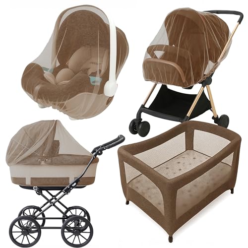 Image of Enovoe Baby Mosquito Net for Stroller - Durable Cover for Cribs, Bassinets, Playards, Brown